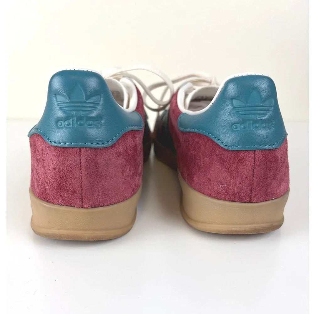 Adidas Gazelle Indoor Burgundy Teal Suede Gum Sneakers Men 8.5 Women 9.5